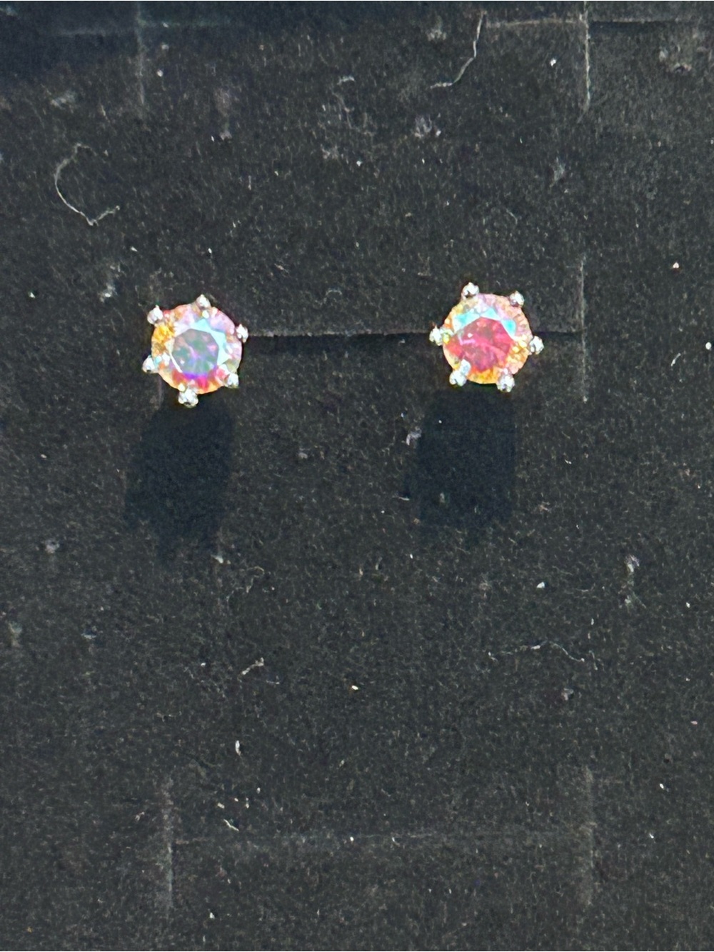 Moissanite and Sterling Silver Stud Earrings - AB Color - Picture 2 of 5